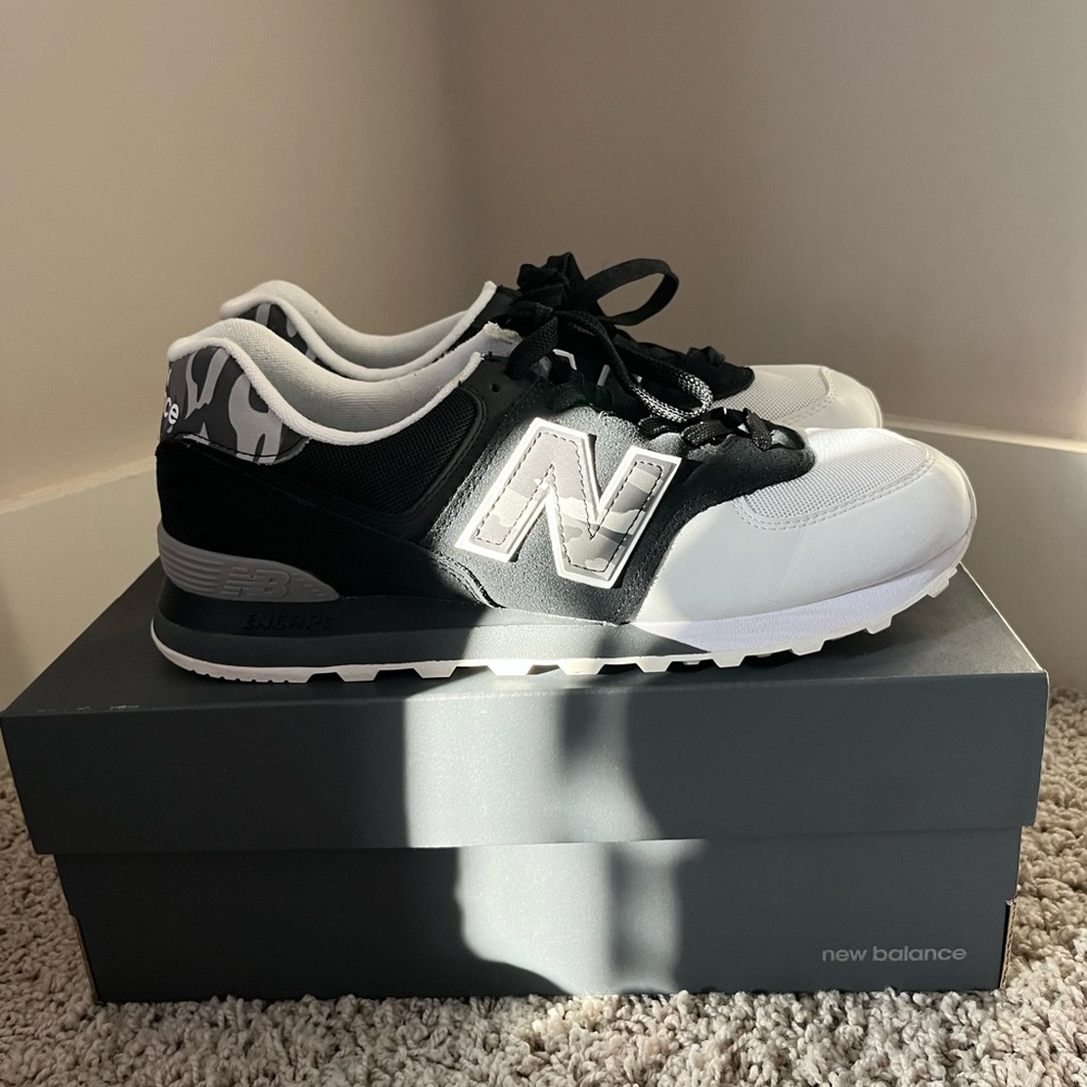 New Balance 574s with camo N